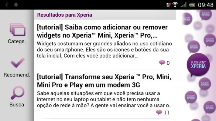 Blog Sony Xperia android App screenshot 0